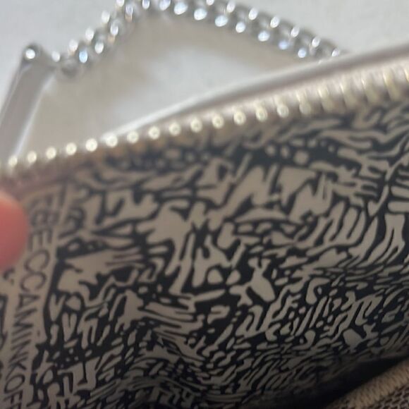 Rebecca Minkoff light gray moto leather bag with silver chain straps, crossbody - Picture 4 of 7